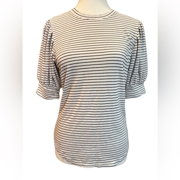 NWOT $120 FRAME | Balloon Sleeve Tee in Blanc Multi (S) - Picture 3 of 9